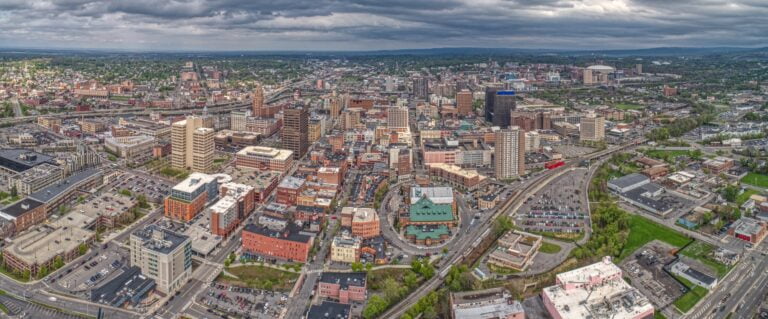 Cityscape of Syracuse NY. Advertising blog article on commercial land for sale in syracuse ny.